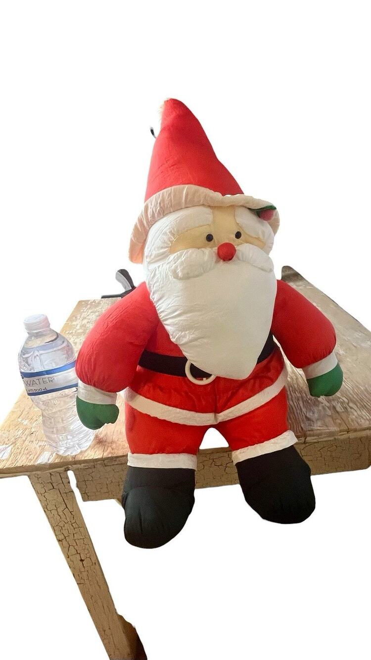 Vintage 23"Santa Parachute Nylon Puffy Shelf Sitter Retro Christmas Kitsch Decor